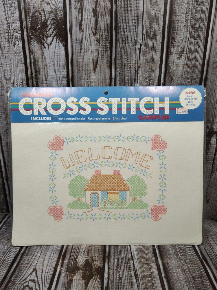 Bucilla Stamped Cross Stitch Sampler WELCOME 63540 VTG  New Sealed